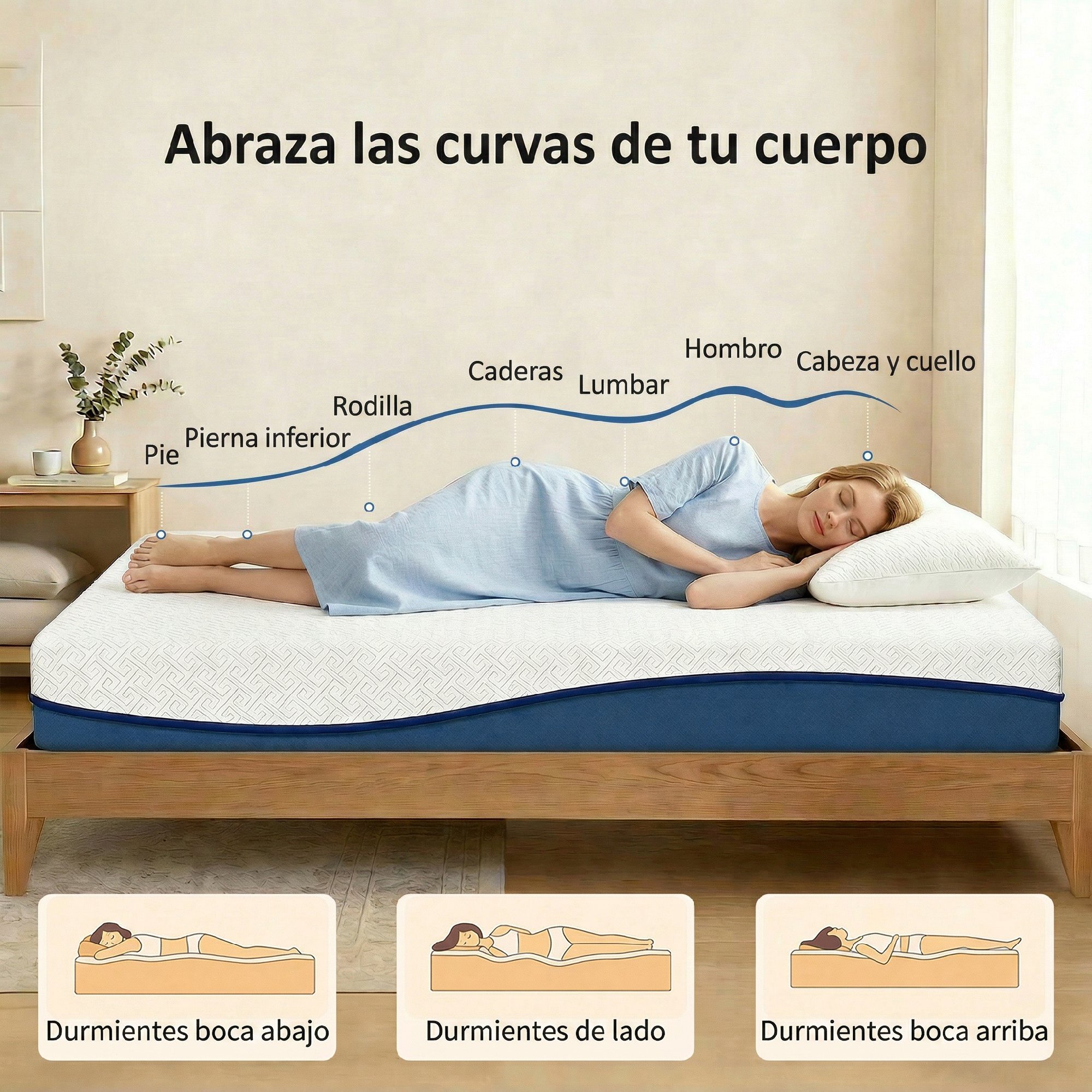 Colchón 190x135 cm, Grosor 20 cm, Colchón Viscoelástico con Té Verde, Firmeza Media, Cama Refrescante con Espuma de Gel y Funda Lavable, Certificado Oeko-Tex, Enrollable en Caja