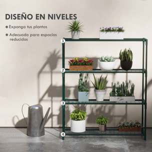 Estantería para Plantas Soporte para Macetas de 4 Niveles con Estructura de Acero para Jardín Patio 89x28x107 cm Verde Oscuro