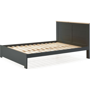 Lit adulte avec tête de lit en bois - NEVEA