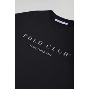 Camiseta negra con print icónico Polo Club