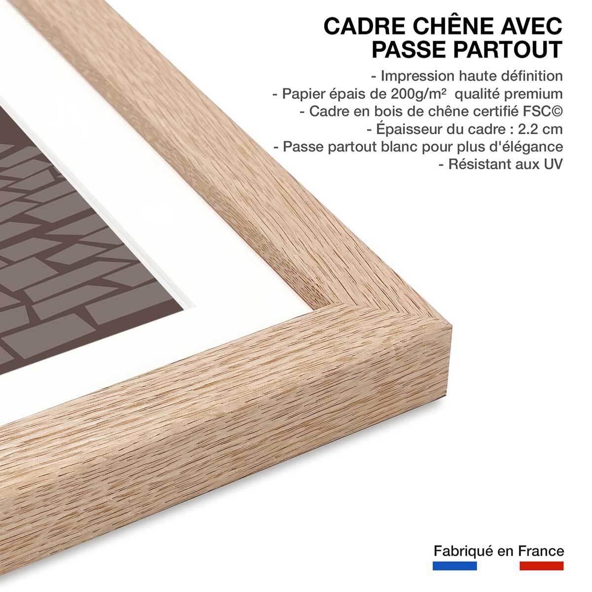 Affiche Course Paris - Roubaix Affiche sous cadre bois