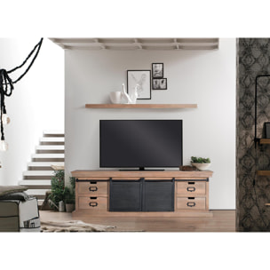 Mueble TV de Madera de Mango 170 Cm Estilo Industrial Moderno