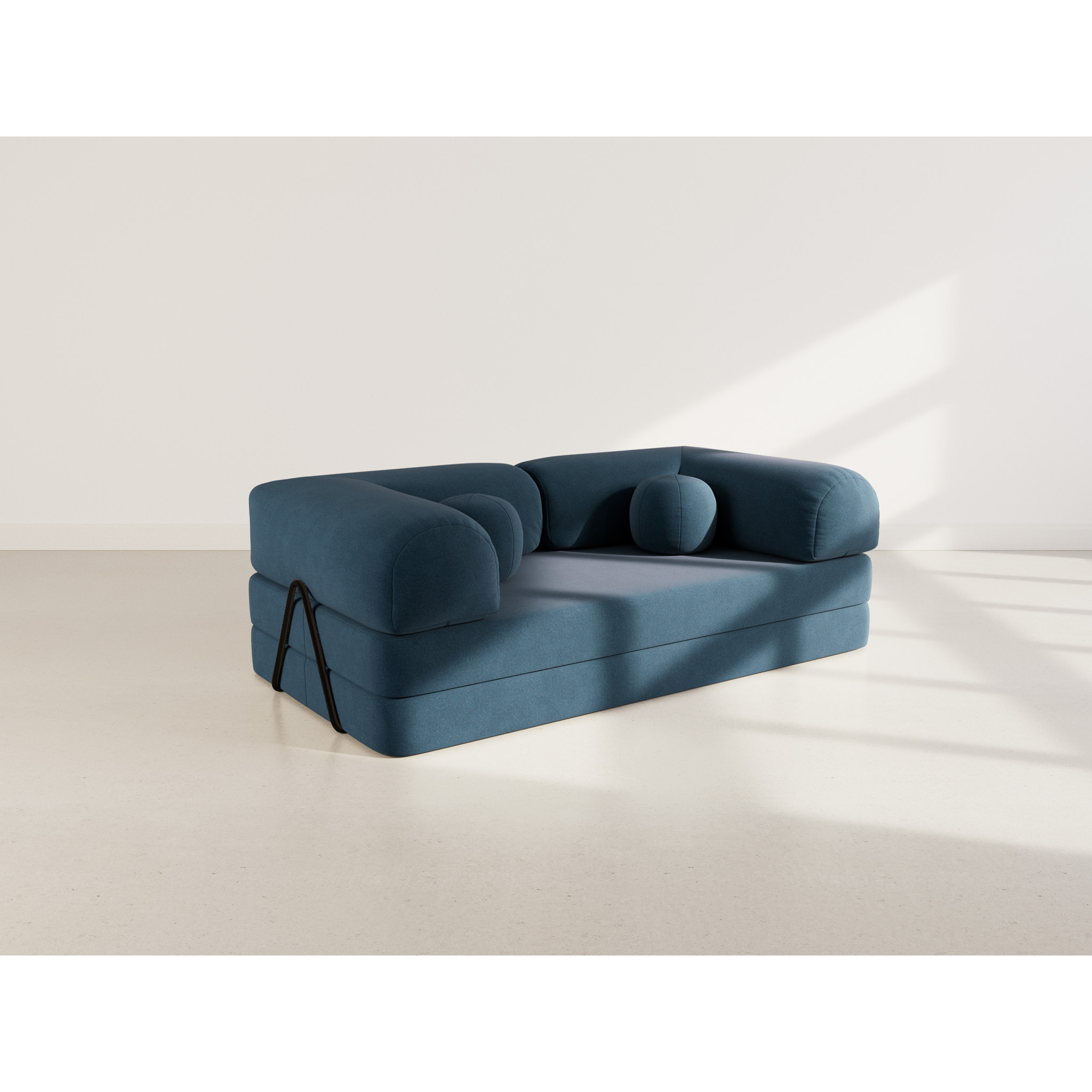 Nebula - Canapé 3 places convertible en velours texturé - Bleu
