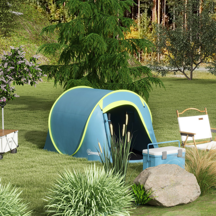 Tente de camping automatique pop-up 2-3 pers. étanchéité 2000 mm sac bleu