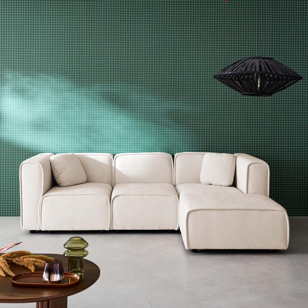 Canapé d'angle droit 3 places tissu LESTER