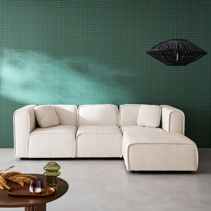 Canapé d'angle droit 3 places tissu LESTER