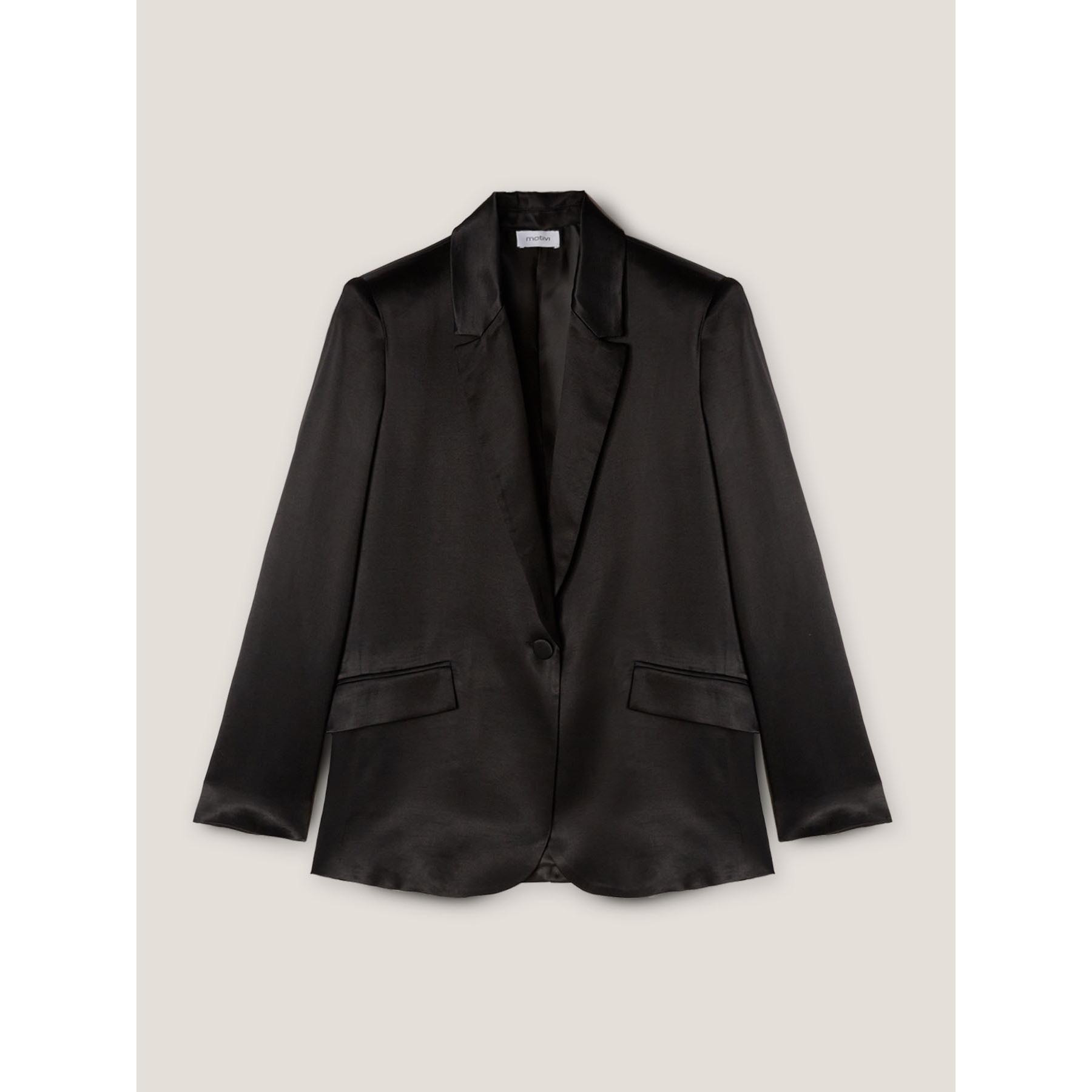 Motivi - Chaqueta blazer de raso - Negro