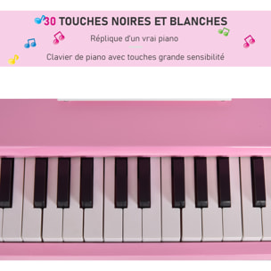 Piano à queue électronique 37 touches multifonctions avec micro haut parleur rose