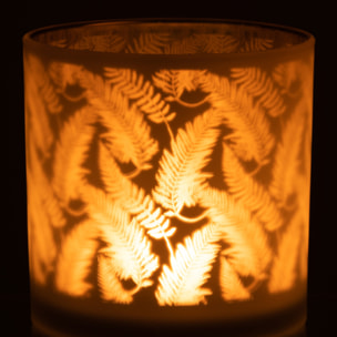 J-Line photophore Feuille - verre - blanc/vert - large