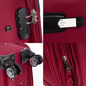 Set di 3 valigie Trolley espandibili in tessuto, semi-rigide. Chiusura numerica, 4 ruote girevoli a 360°.