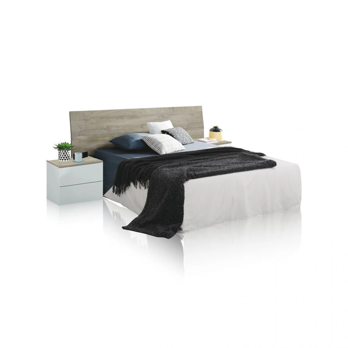 Cabecero con mesitas Brike Blanco Artik (Blanco Mate) – Roble Alaska