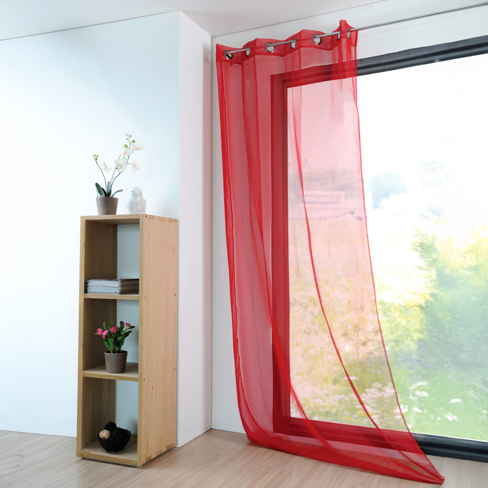 Voilage uni et léger - Rouge