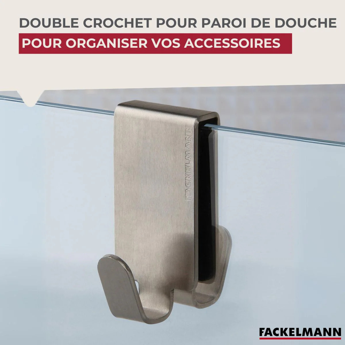 Double crochet pour paroi de douche en inox Fackelmann Tecno