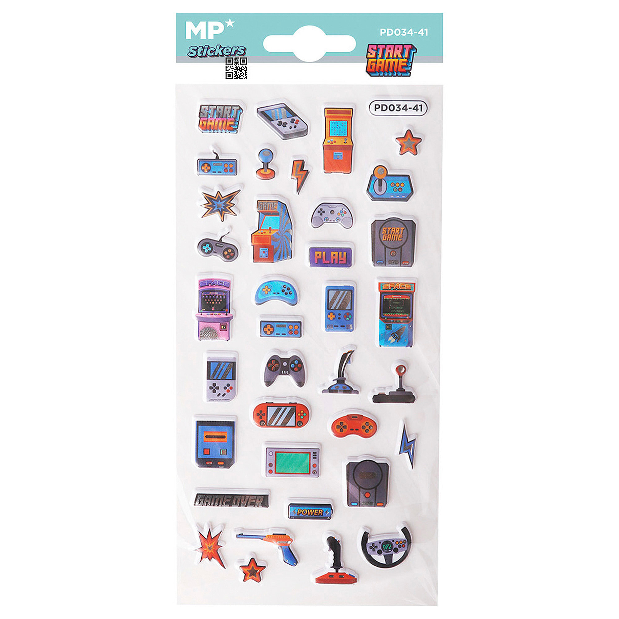 PACK 24 Pz. ADESIVI STICKERS IN RILIEVO DESIGN GAMER