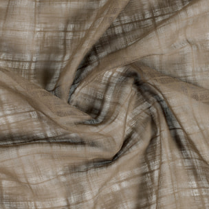 Voilage à Oeillets Motifs Carreaux Alsaciens - Marron Brun