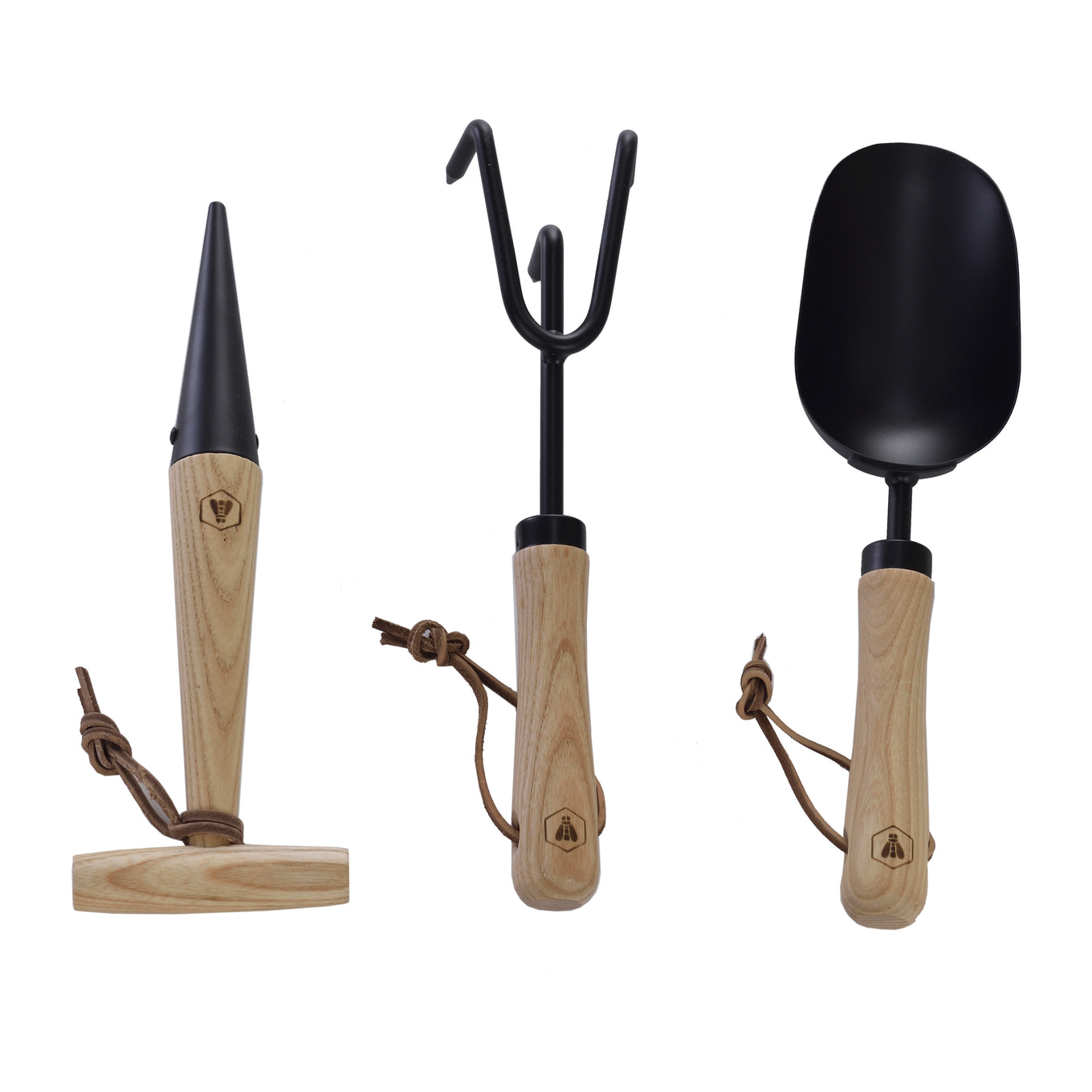 Kit 3 Outils de Plantation Noirs et Bois