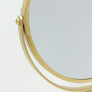 Miroir grossissant double face sur pied en métal - Doré