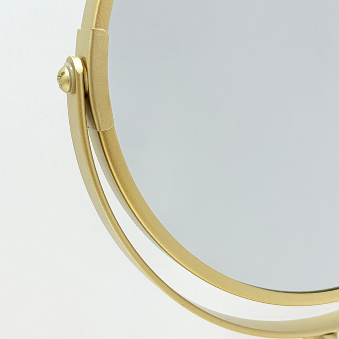 Miroir grossissant double face sur pied en métal - Doré