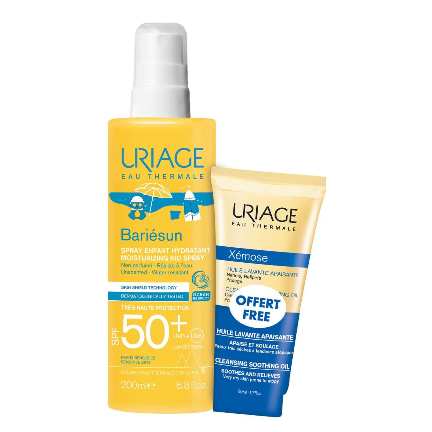 Bariesun - Coffret Spray Enfant hydratant SPF50+ 200ml + Xémose Huile lavante 50ml