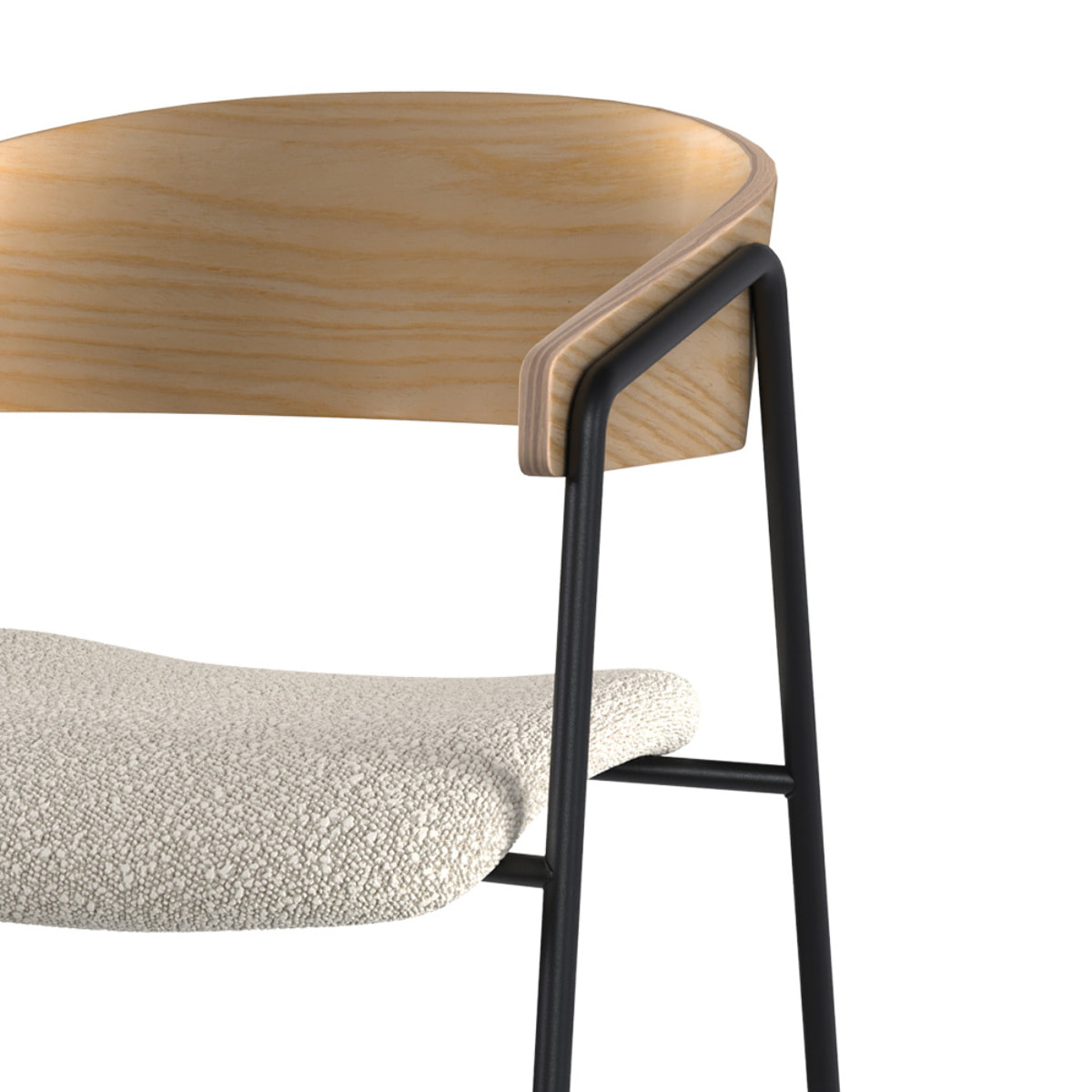 Lot de 2 chaises en tissu bouclé blanc et bois de chêne - Esmée