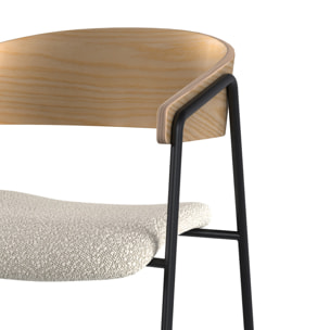 Lot de 2 chaises en tissu bouclé blanc et bois de chêne - Esmée