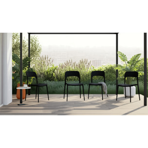 Set 4 Sedie Da Giardino In Polipropilene Impilabili Leggere E Resistenti Ideali Per Esterni Terrazze Giardini Bar Dehors Ristoranti Nero