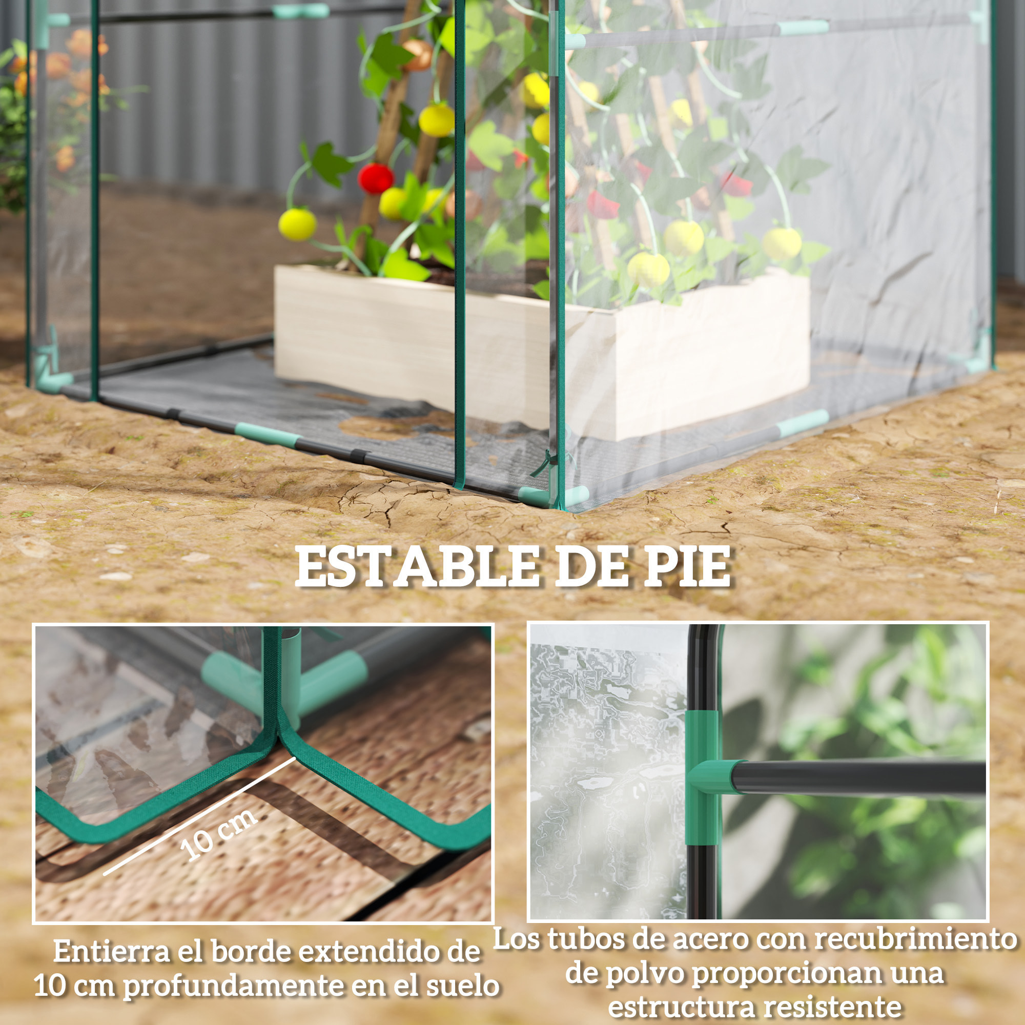 Invernadero Pequeño Invernadero de Exterior con Puerta con Cremallera Base de Tela PE Impermeable y Marco de Acero Invernadero para Cultivar Plantas Flores 90x90x105 cm Transparente