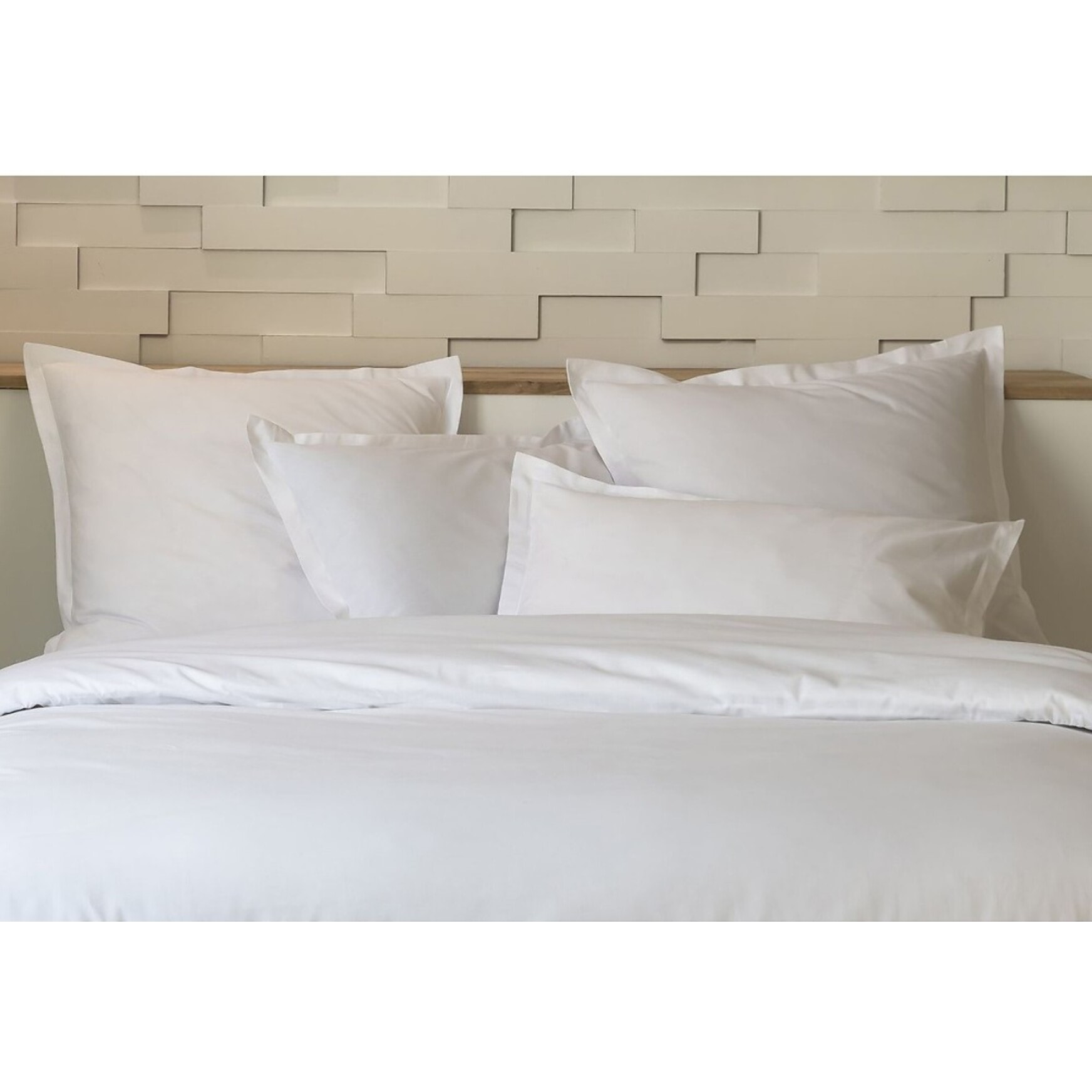 Parure Housse De Couette 3pcs 100 % percale Coton 80fils Uni Blanc