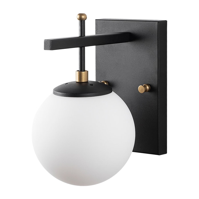 Aplique de pared pantalla blanca, metal , negro, 15x20x15, casquillo E14 Max 40 W