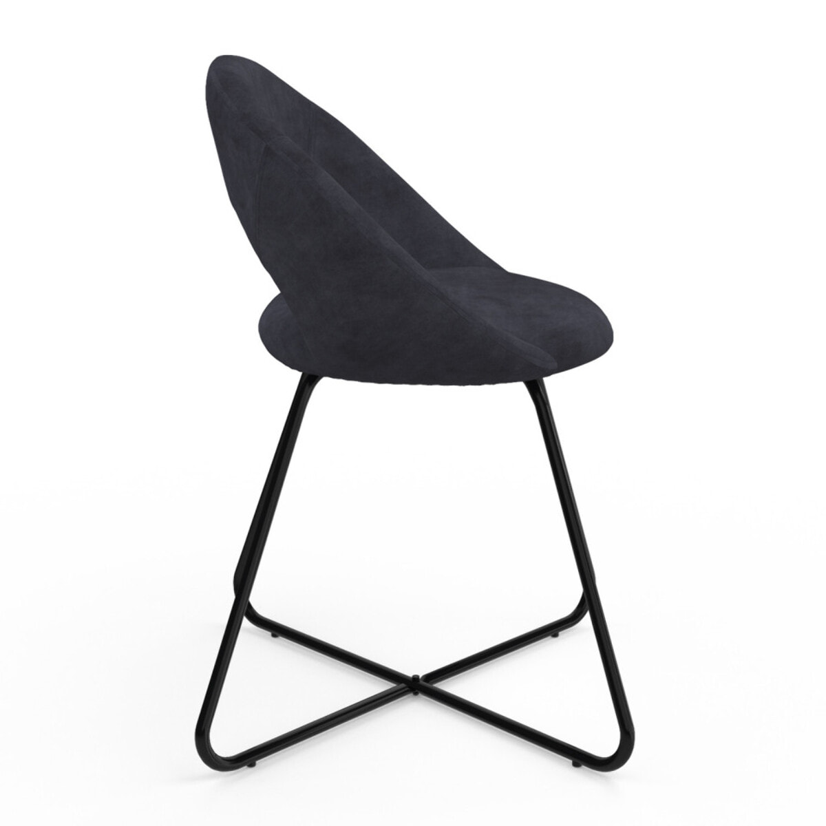 Chaises Malone en velours - Gris foncé / pied noir