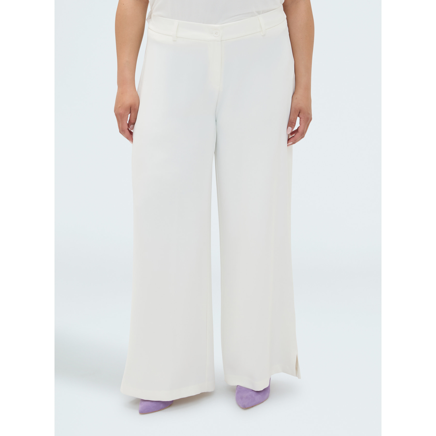 Fiorella Rubino - Pantalones Wide Leg en tejido fluido - Blanco