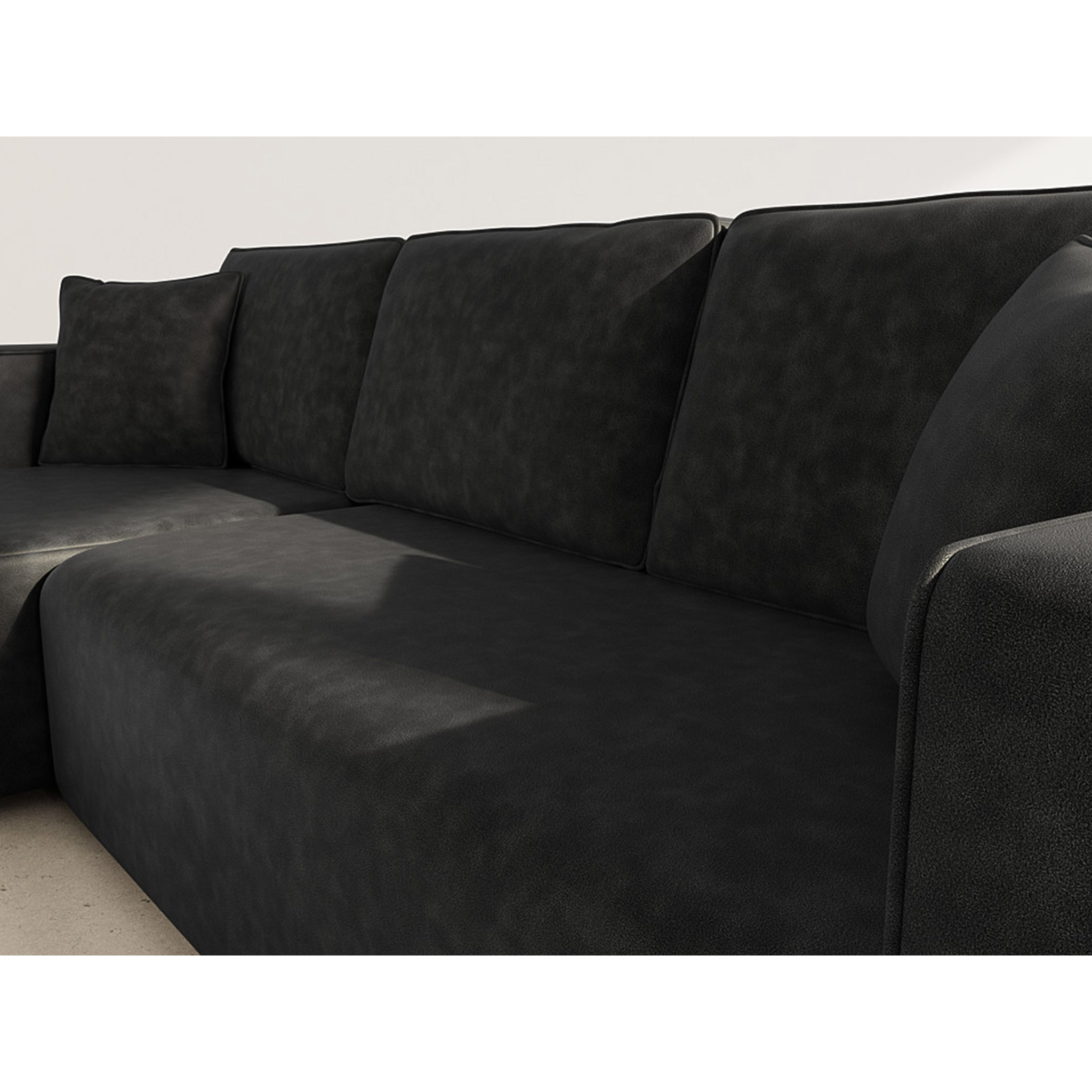 Topaze - canapé d'angle réversible 4 places convertible avec coffre en simili - Noir