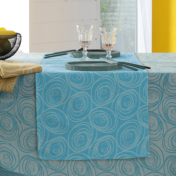 Chemin de table spirale - Turquoise