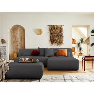Onyx - canapé modulable d'angle réversible 4 places - en tissu - Gris foncé