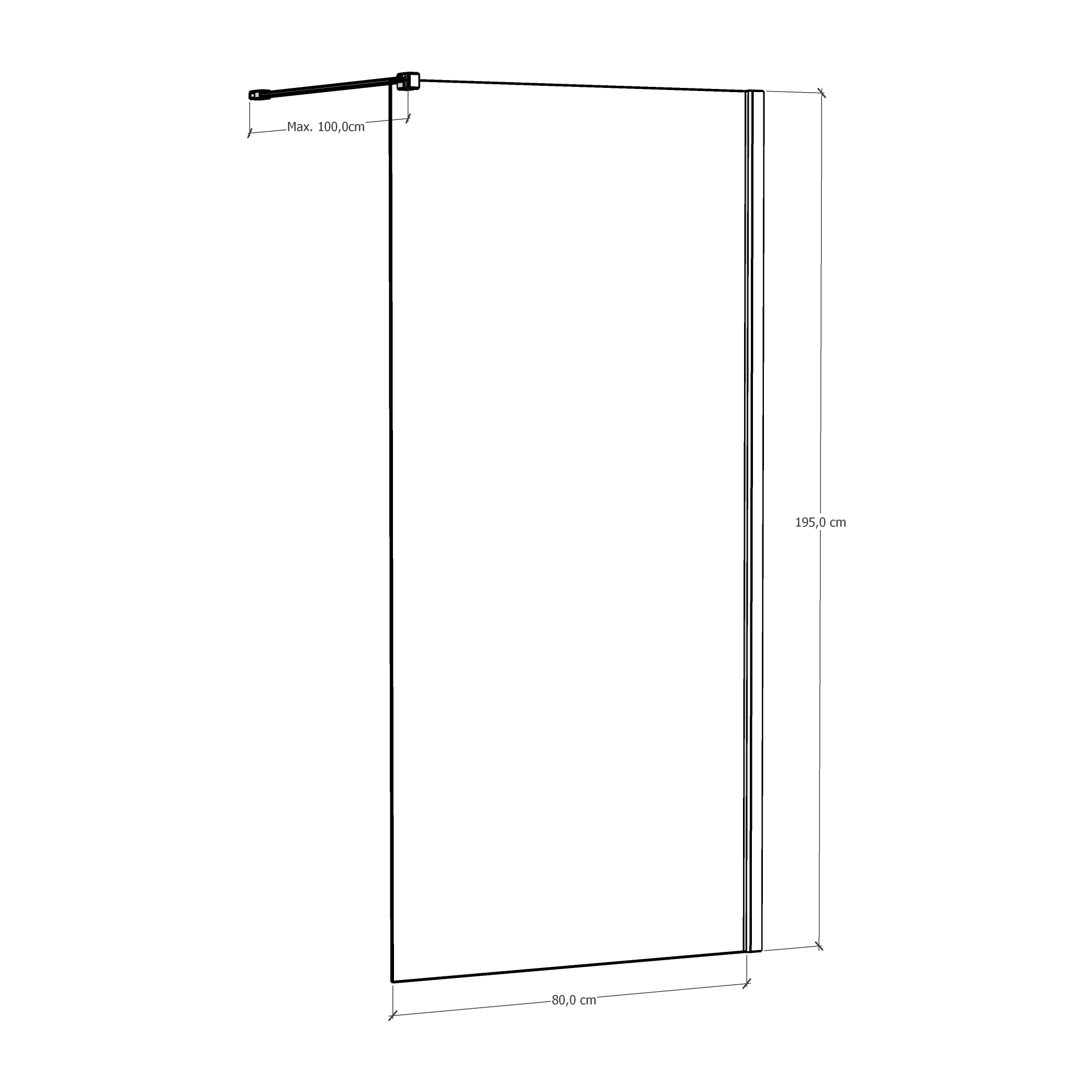 Paroi de douche Royal Noir 80cm