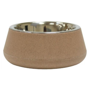 Tierra Ciotola in Bamboo e Acciaio per Cani - Beige, 14cm