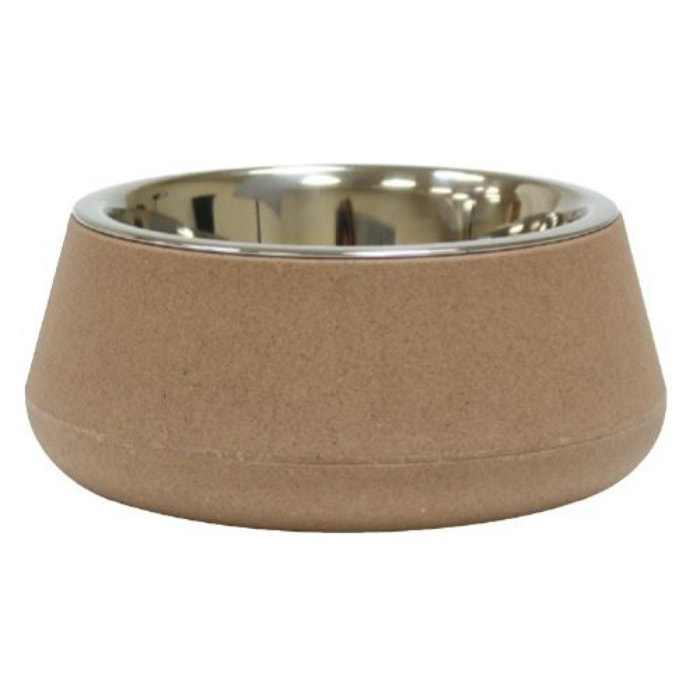 Tierra Ciotola in Bamboo e Acciaio per Cani - Beige, 14cm