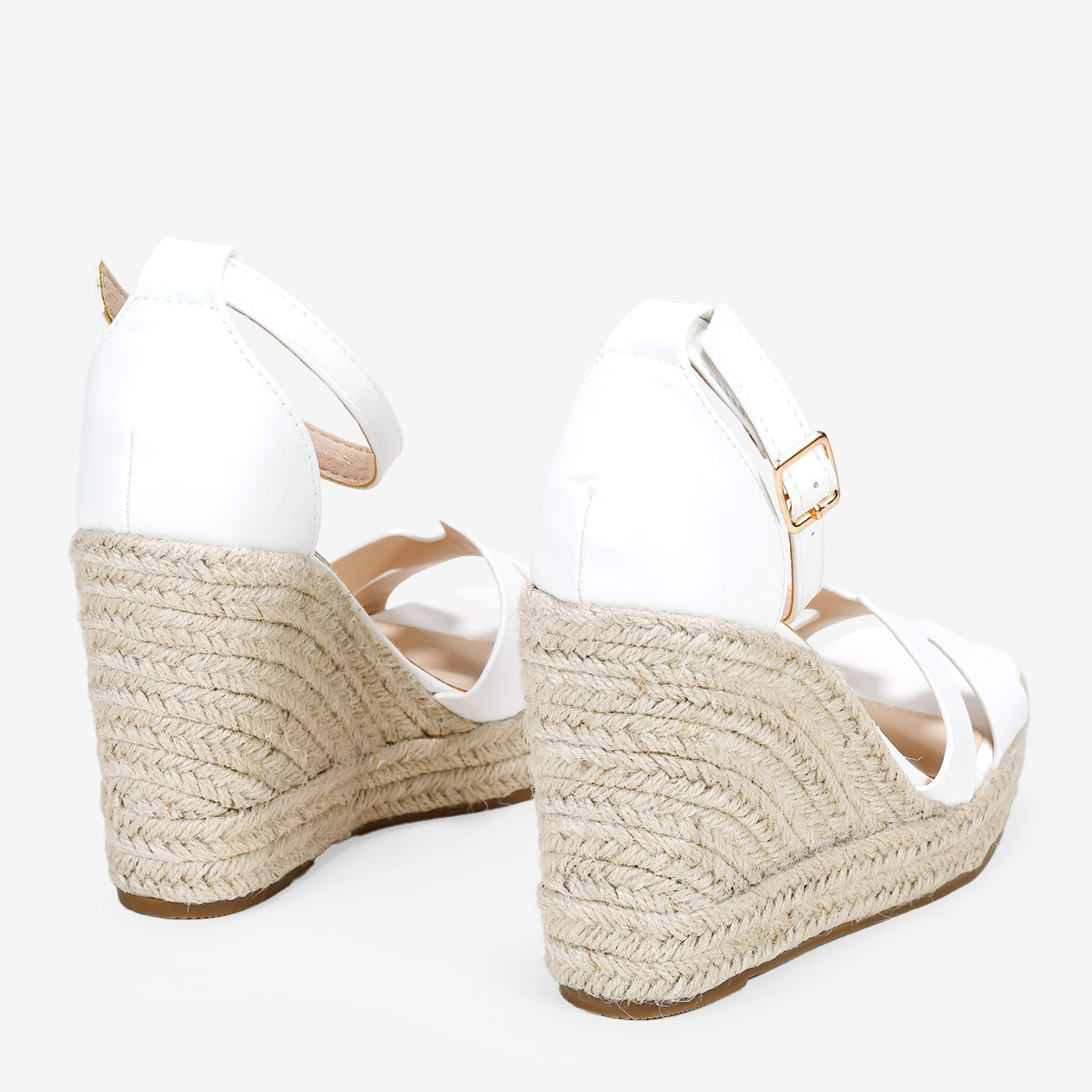 Sandalias de cuña blancas con esparto