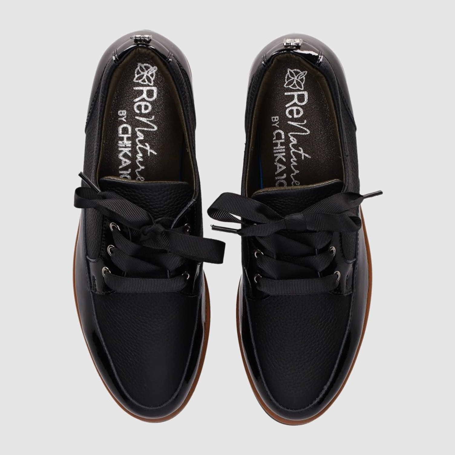 Zapatos de Piel - Negro - Tacón: Bajo