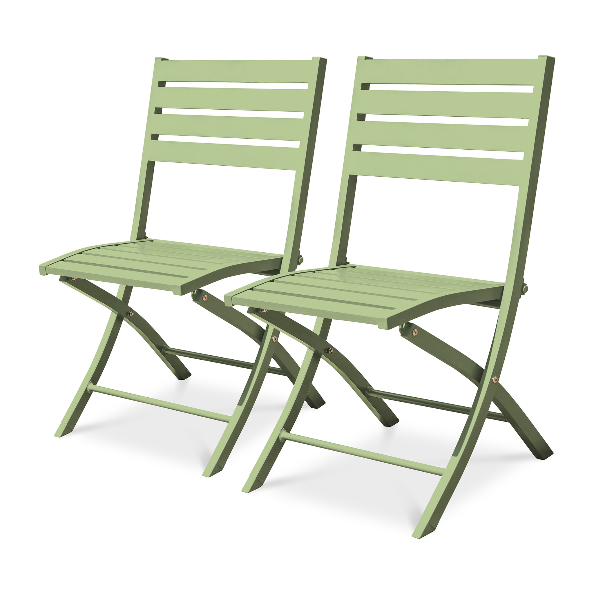 MARIUS - Lot de 2 chaises de jardin en aluminium vert lagune