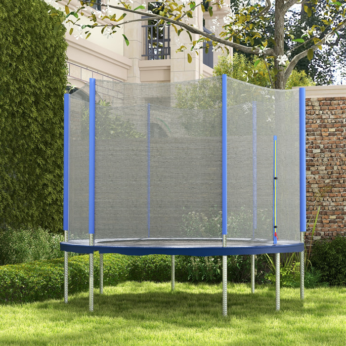 Red de Seguridad para Cama Elástica Ø244 cm Red de Trampolín Redondo para Exterior con Anti-UV y Puerta con Cremallera para 6 Postes Rectos Azul