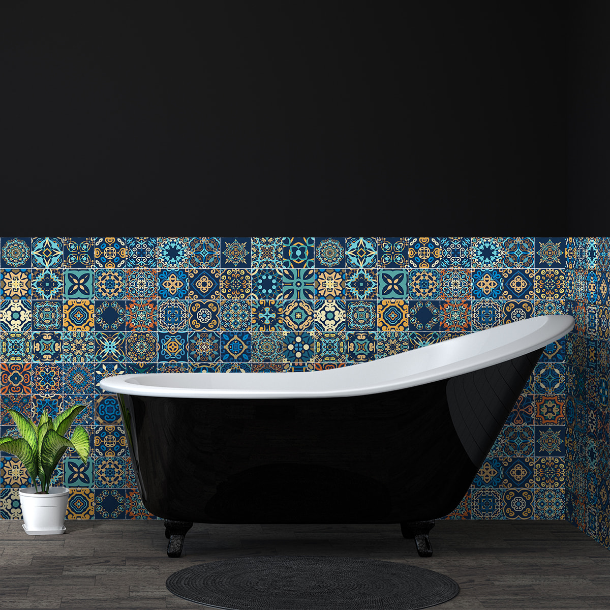 Stickers muraux - Sticker Mural Carrelage adhésif Cuisine Salle de Bain - 60 STICKERS CARRELAGES AZULEJOS CECILIANO