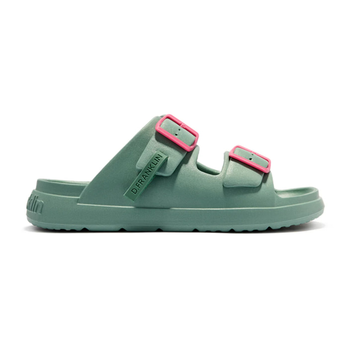 Sandalias Abiertas de Mujer Hebilla Ajustable Vibe Azul Celeste