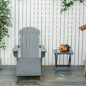 Fauteuil de jardin Adirondack pliable avec repose-pied et table basse bois sapin traité gris