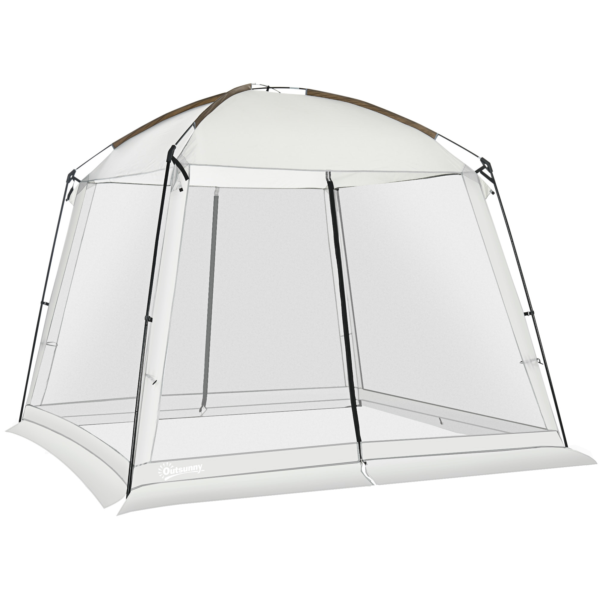 Carpa de Jardín 3x3 m Cenador para 6-8 Personas con 4 Mosquiteras y 2 Puertas Protección UV50+ Incluye Bolsa de Transporte para Terraza Patio Exterior Blanco