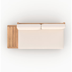 Canapé de jardin en teck massif et coussin blanc 2 places - Nadila