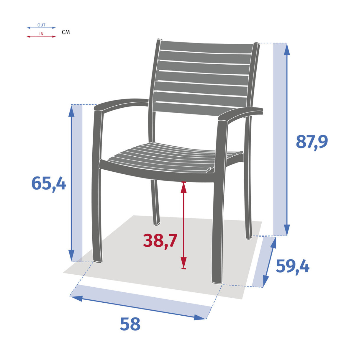 Fauteuil de jardin empilable "Acordia" eucalyptus et graphite