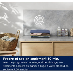 Lave linge séchant hublot ELECTROLUX EW7W4951EB - 9/6 kg - 1600 tr/min - Classe E - Moteur Inverter - Connecté
