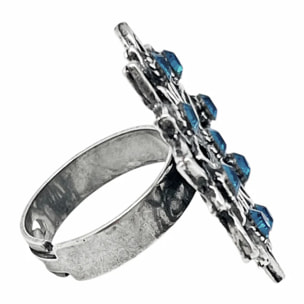 Anillo Carrusel en plata 10µm y cristal azul