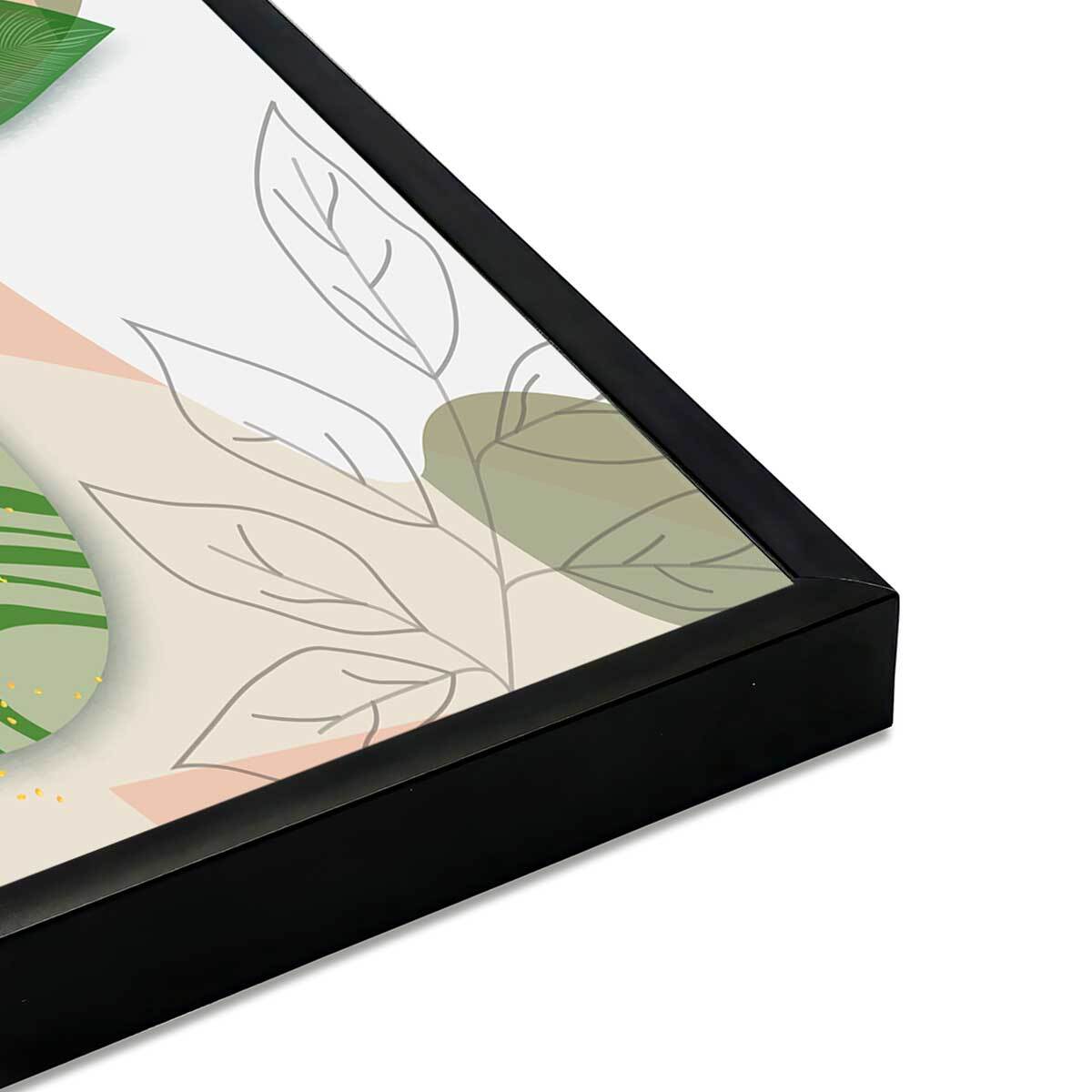 Affiche encadrée feuilles modernes pastel Affiche + cadre en métal - Noir